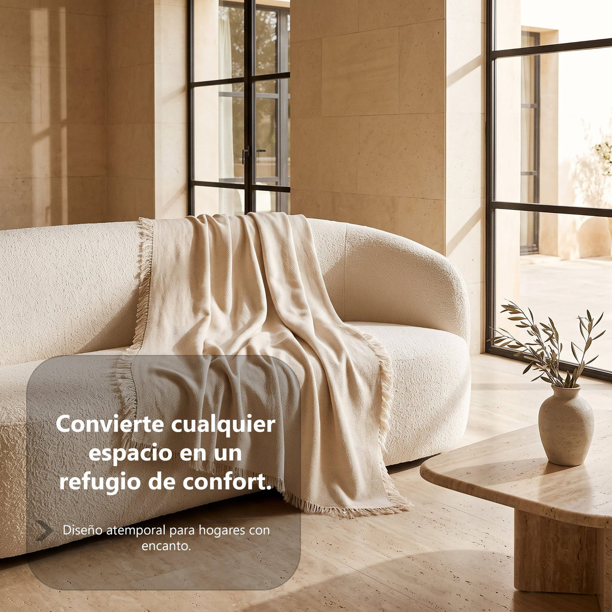 Plaid Multiusos Algodón Reciclado – color Marfil